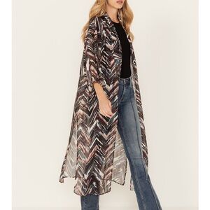 Shyanne Semi-sheer Multicolor Chevron Kimono